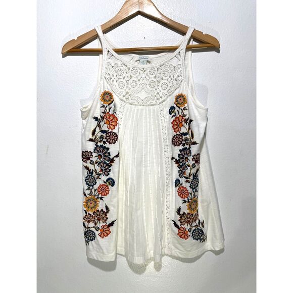 Sundance White Floral Embroidered Tank Top - Picture 1 of 3